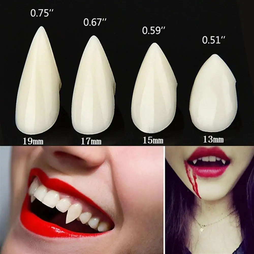 2 PCS 13mm 15mm 17mm 19mm Halloween Cosplay Vampire Fangs Werewolf