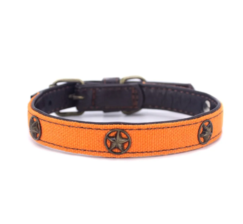 

Leather and Canvas Cat Collar Dog Collar for All Cats and Small Dogs 3 Colors Available Attractive and Durable