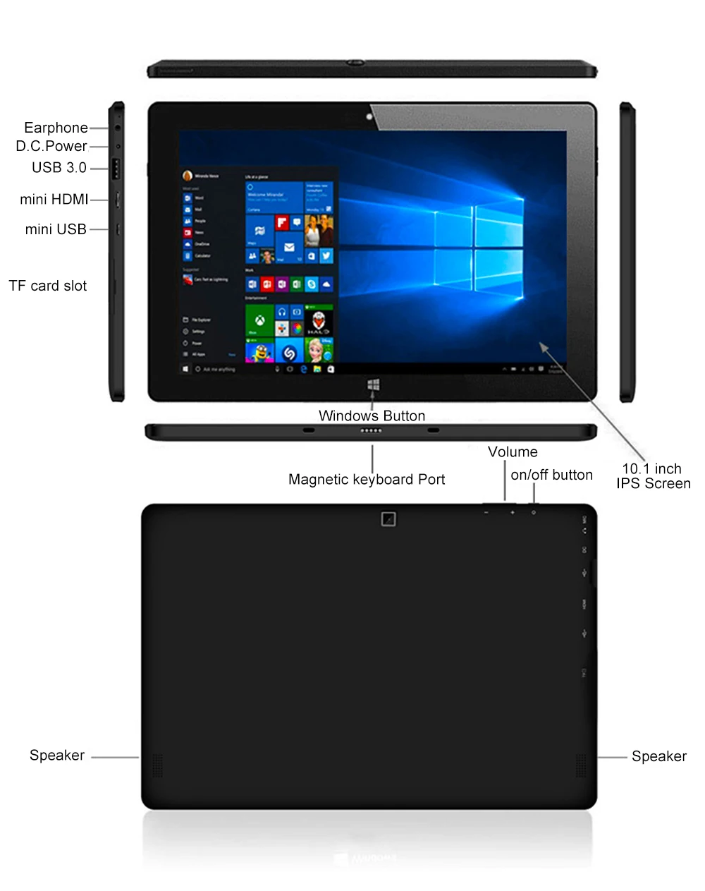 Новый 10,1 дюймовый планшетный ПК Intel Bay Trail Z3735F четырехъядерный 1280 P ips Windows 10 2 Гб ram 32 ГБ rom type-C OTG Bluetooth 2 в 1 планшет