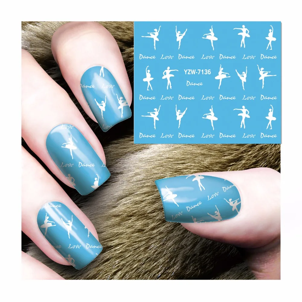 YWK 1 Sheet Beautiful Dance Girl Nail Art Charm DIY Watermark Decals Nail Art Sticker NEW Polish