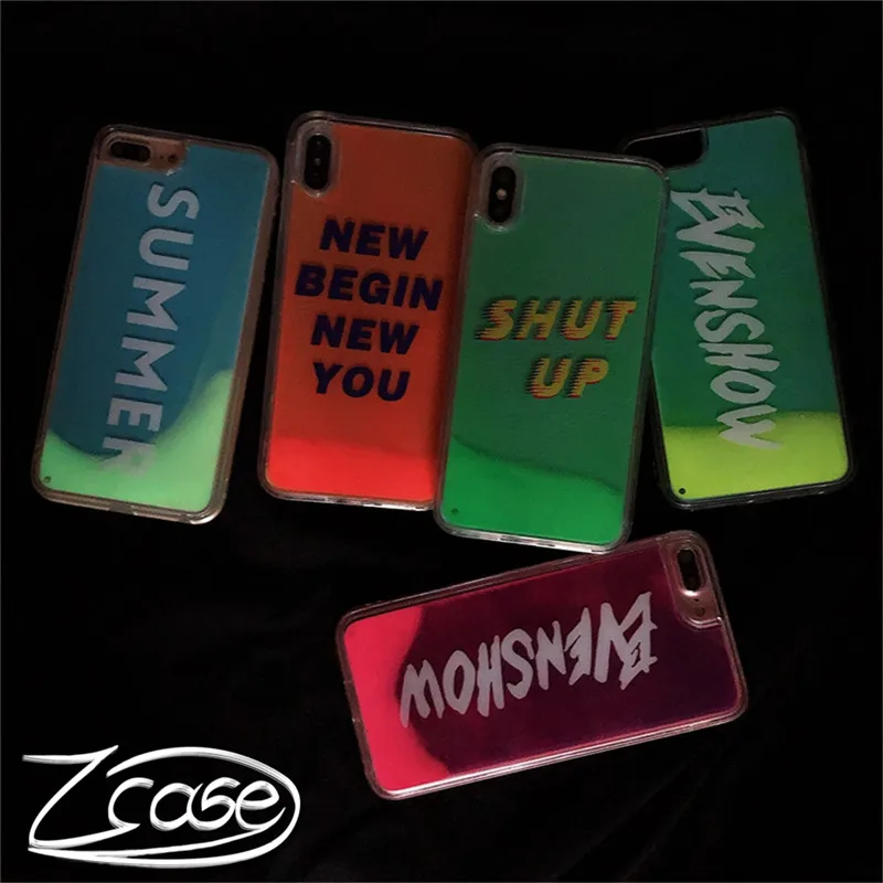 

Luxury Neon Sand Liquid Case QuicksandBack Cover Luminous Sand Liquid Case For iPhone XS Max XR XS 7 8 6 Plus Phone Cover Capa