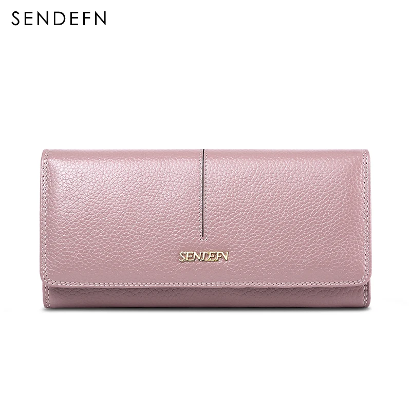 

SENDEFN fashion luxury women genuine leather wallets long lady casual clutch purse brand wallet