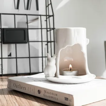 

Classic American White Ceramic Scented Candle Holders Incense Essential Oil Lamp Tealight Candle Holder Yoga Oil Burner Ornament