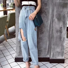 Рваные джинсы для женщин, рваные Женские джинсы-бойфренды, женские новые джинсовые штаны, женские джинсы с высокой талией TA1085