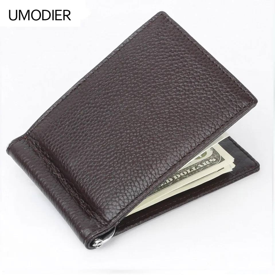 

UMODIER Genuine Leather RFID Money Clip Wallet Slim with Metal Money Holder Magnet Hasp Clips Pocket Purse Money Bag Clamp