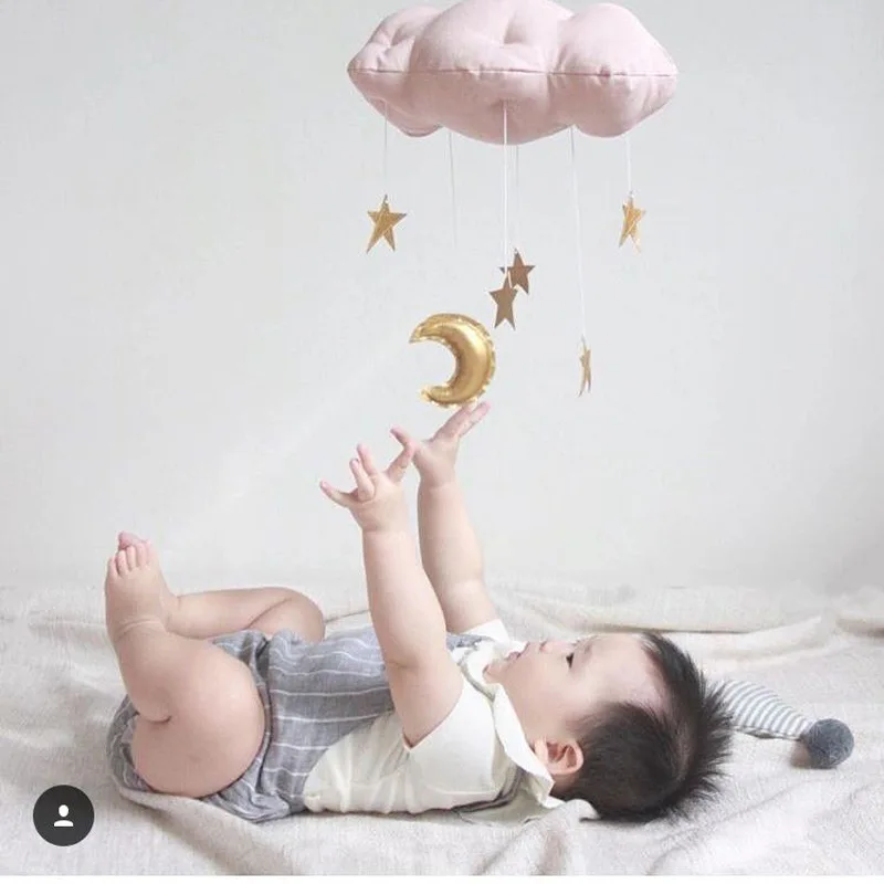 Tent Wall Hanging Decor Small pendant Lovely Cotton Cloud Star Moon plush Toys Kids Room Decoration Nordic Style Photo Props Toy