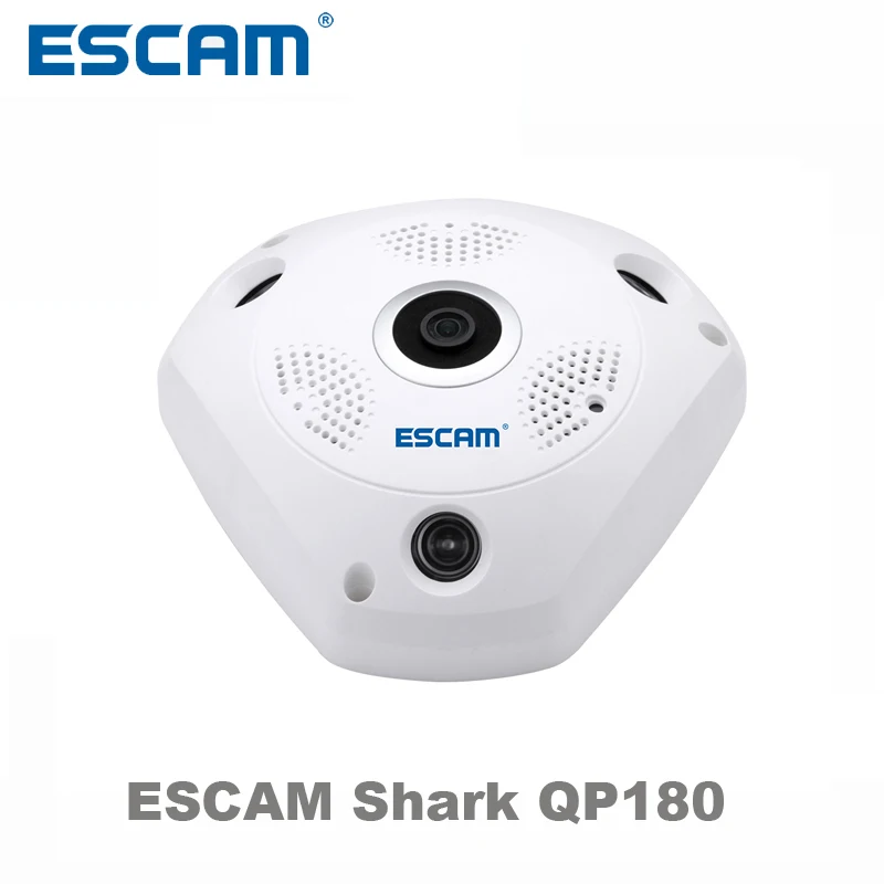 

ESCAM shark QP180 HD 960P H2.64 1.3MP 360 degree panoramic fisheye infrared camera VR camera support VR box and two way talk