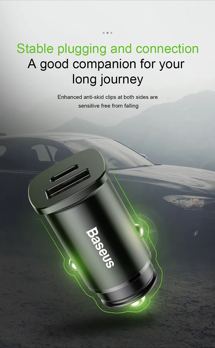 dual usb car charger Baseus 30W Car Charger USB Type C PD Quick Charge 4.0 3.0 SCP Fast Car Phone Charger For Huawei xiaomi Samsung AFC car usb port