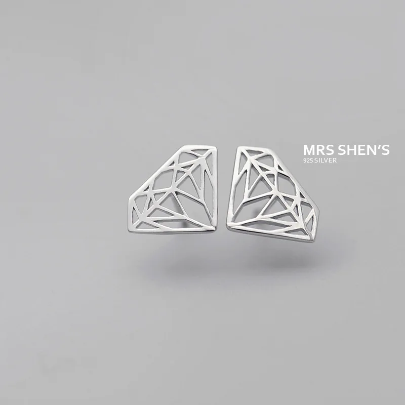 Настоящее серебро 925 пробы, ювелирные изделия для женщин, элегантные CZ драгоценные формы, полые серьги-гвоздики, маленькие серьги-гвоздики для девочек