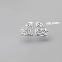 Настоящее серебро 925 пробы, ювелирные изделия для женщин, элегантные CZ драгоценные формы, полые серьги-гвоздики, маленькие серьги-гвоздики для девочек