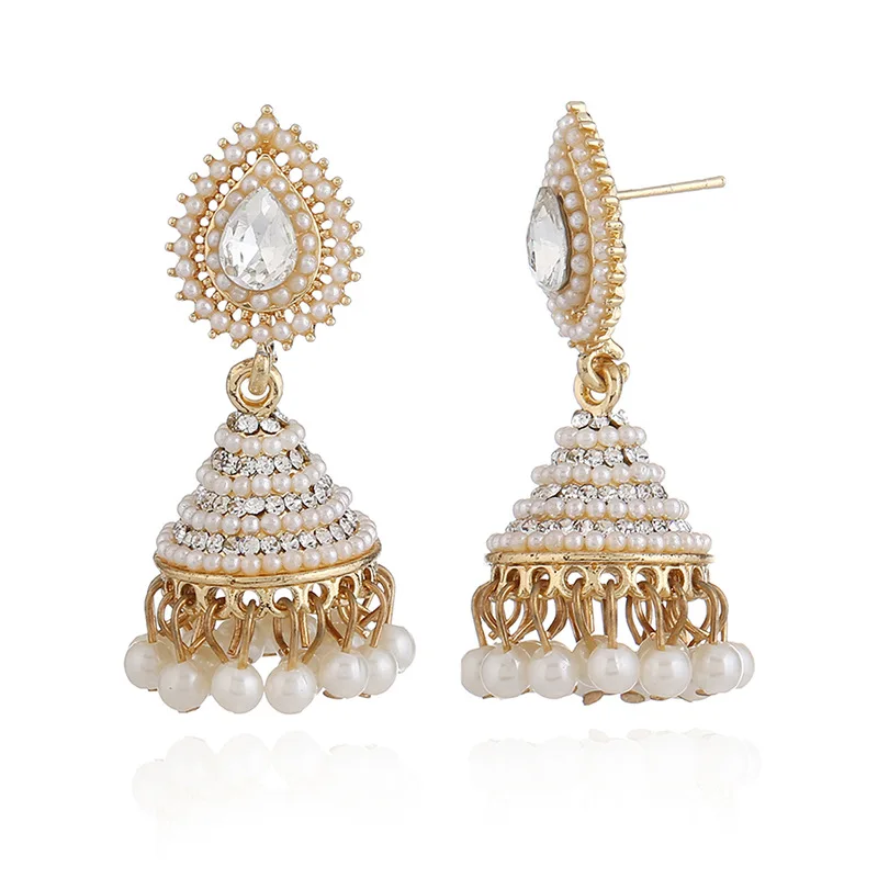 Женские серьги подвески с искусственным жемчугом Jhumka Jhumki свадебные вечерние