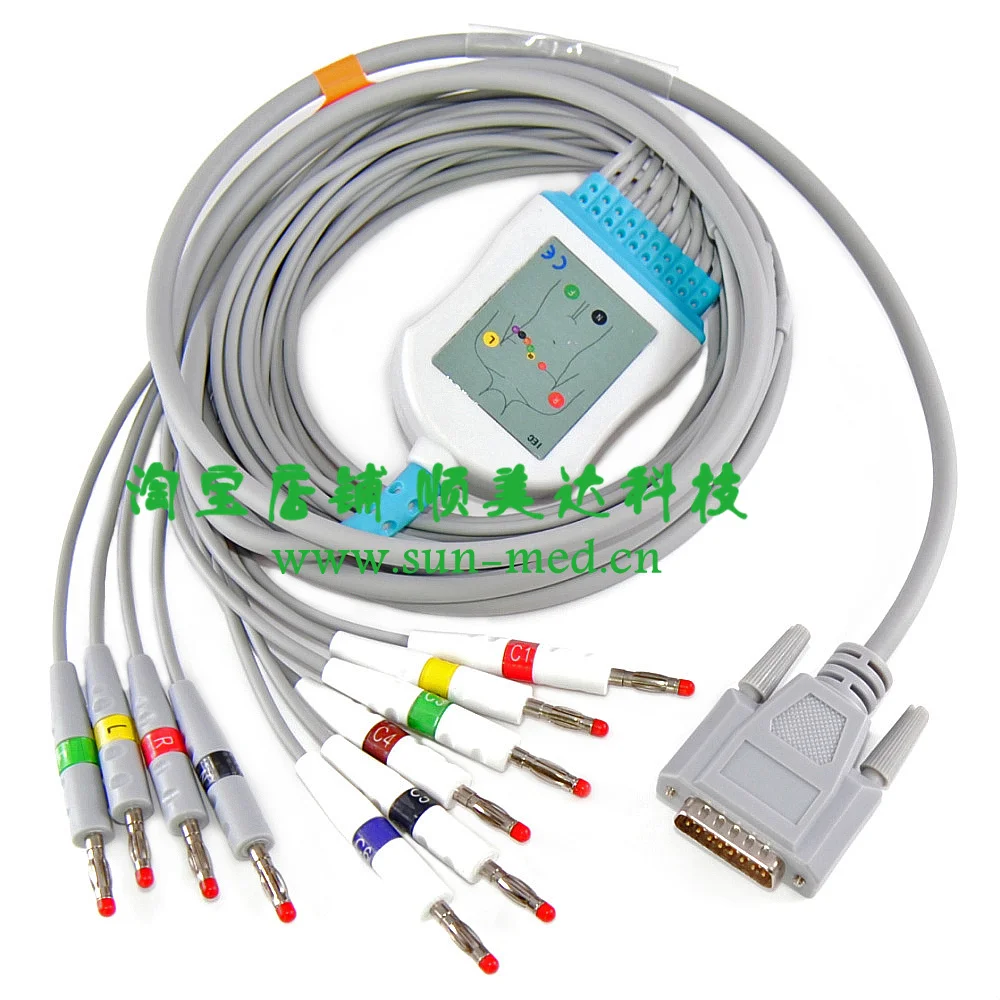 

Nihon Kohden EKG ECG cable with leadwires, 10 leads Banana 4.0