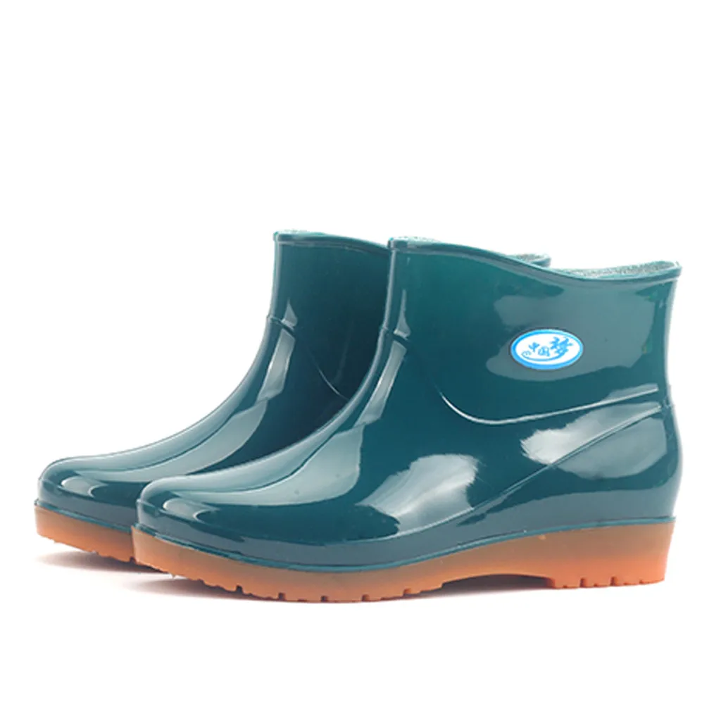 

2019 New Leisure rain boots women Low-Heeled Round Toe Shoes Waterproof Middle Tube Rain Boots chaussures femmes #GY20
