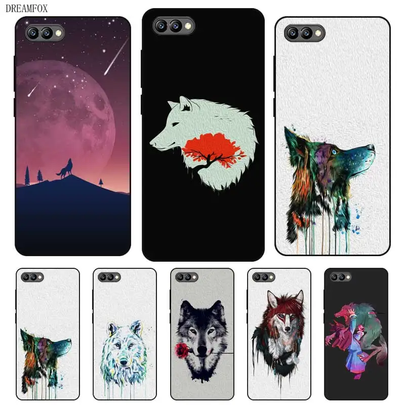 N469 Wolf Animal Black Silicone Case Cover For Huawei Honor 8C 8X 9 10 20i V10 V20 Note10 Max Lite Magic2 |