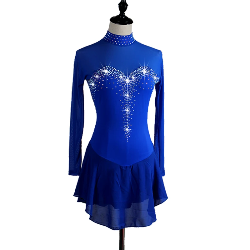 Figure Skating Dresses Women's Girls' Ice Skating Dress Dark Blue
