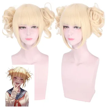 

Hot Animation My Hero Academia Himiko Toga Short Light Blonde Ponytails Cosplay Costume Wig Hero Academia Styled Wig