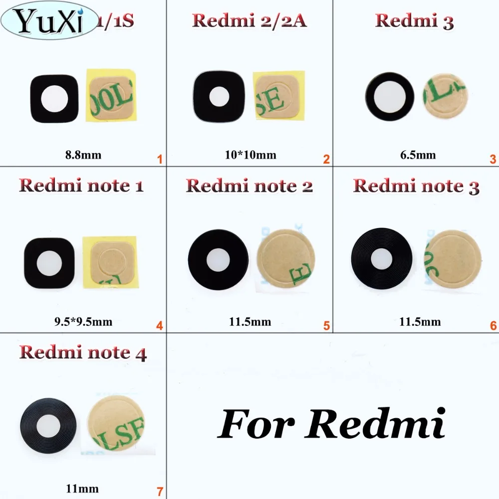 

YuXi 1X For xiaomi Note 2 /Redmi Note 3 /Redmi Note 4 /Redmi Note 1 1S 2 2A 3 New Rear Camera Glass Lens Cover Repair Parts+Glue