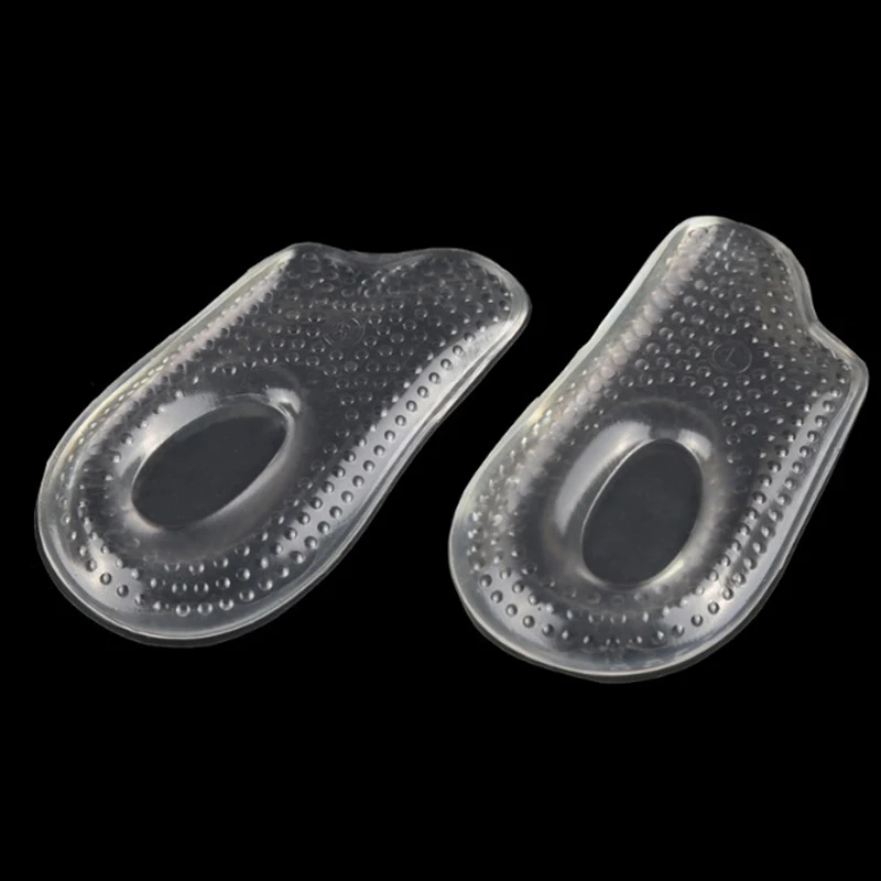 

2 Pairs Silicone Foot Massage Heel Protector Heel Cushion Insole Heel Pain Relieve Reduce Pressure Shock Absorption Concave Pad