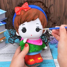 DIY ремесло живопись граффити Копилка Детская кукла Небьющийся гипсовый уклон клей. Серый краска развивающие игрушки