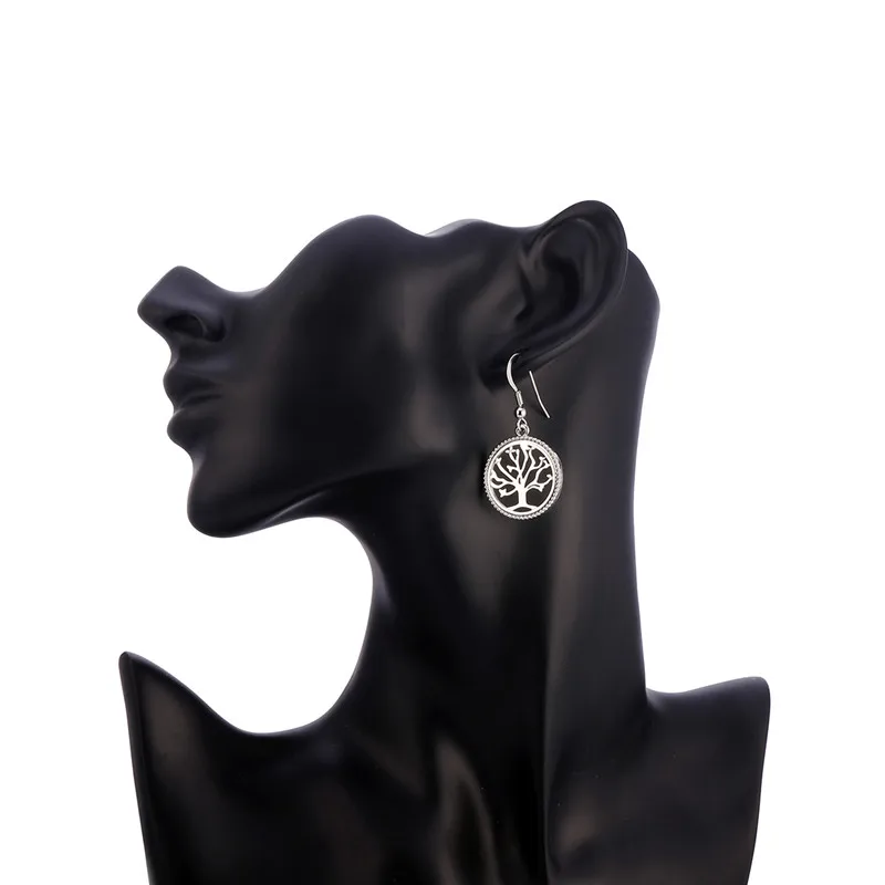 New Fashion Gold Tree of Life Drop Earrings European Style Femme Hollow Silver Tree Plant Pattern Jewelry Dropshipping 2018