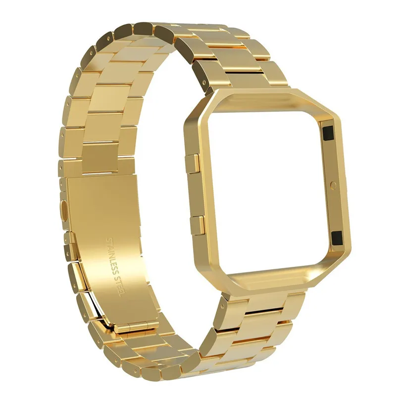 Для Fitbit Blaze группы с Рамки Нержавеющая сталь часы Бретели для нижнего белья замена группы для fitbit Blaze Смарт-фитнес часы - Цвет ремешка: Gold