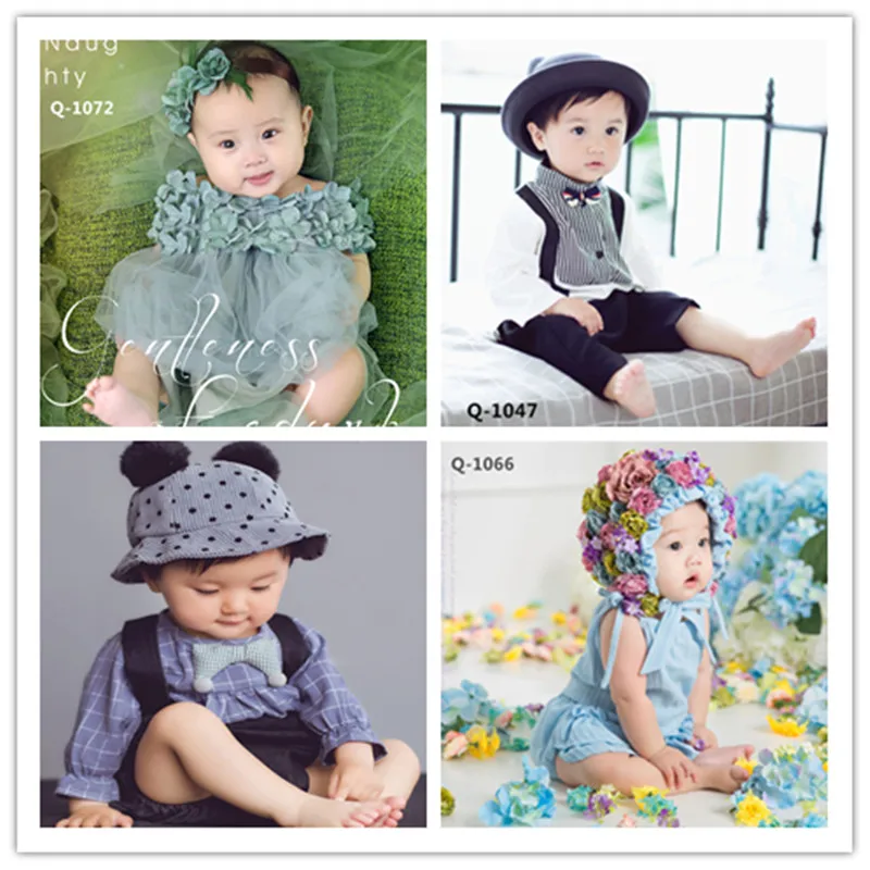 Dvotinst Baby Boys Girls Newborn Photography Props Outfits Flora Dresses Hat Set for 6-12M Fotografia Bonnet Studio Photo Props