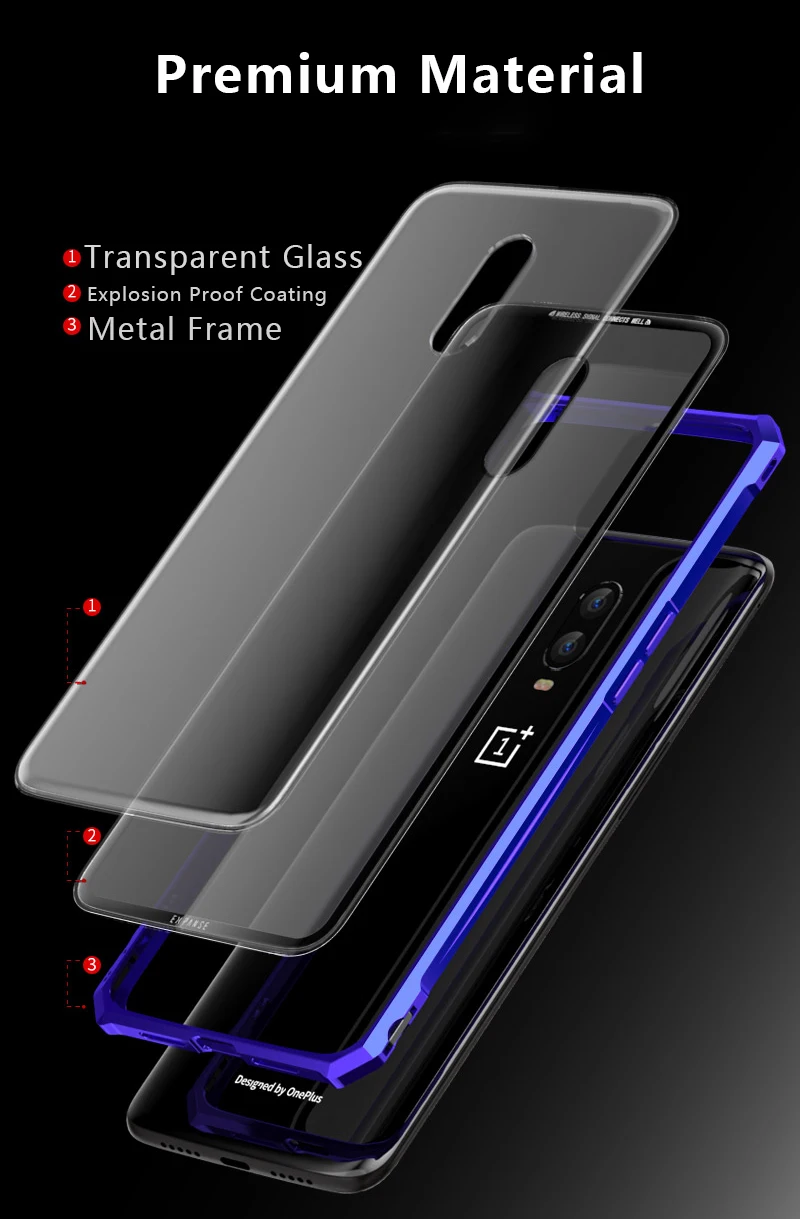 Для Oneplus т чехол Роскошный Жесткий металлический алюминиевый сплав прозрачный стеклянный Броня чехол для телефона защитный для OnePlus 6