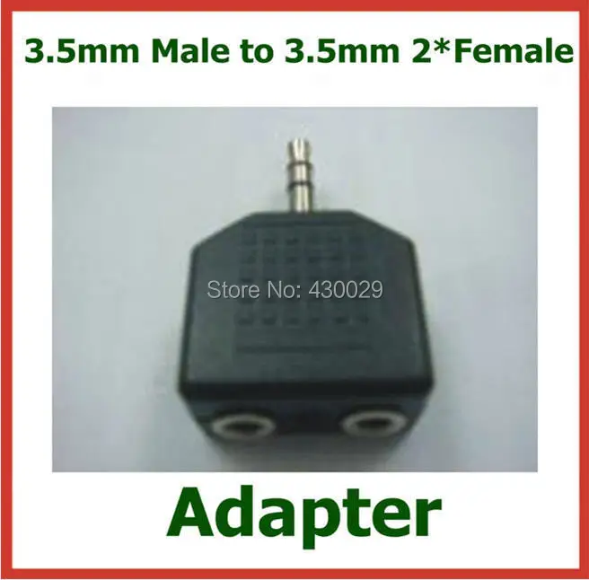 

500pcs 3.5mm Male to 3.5mm 2*Female Adapter Y Splitter Plug Audio Coupler Connector 1 Male to 2 Female Extender Converter DHL