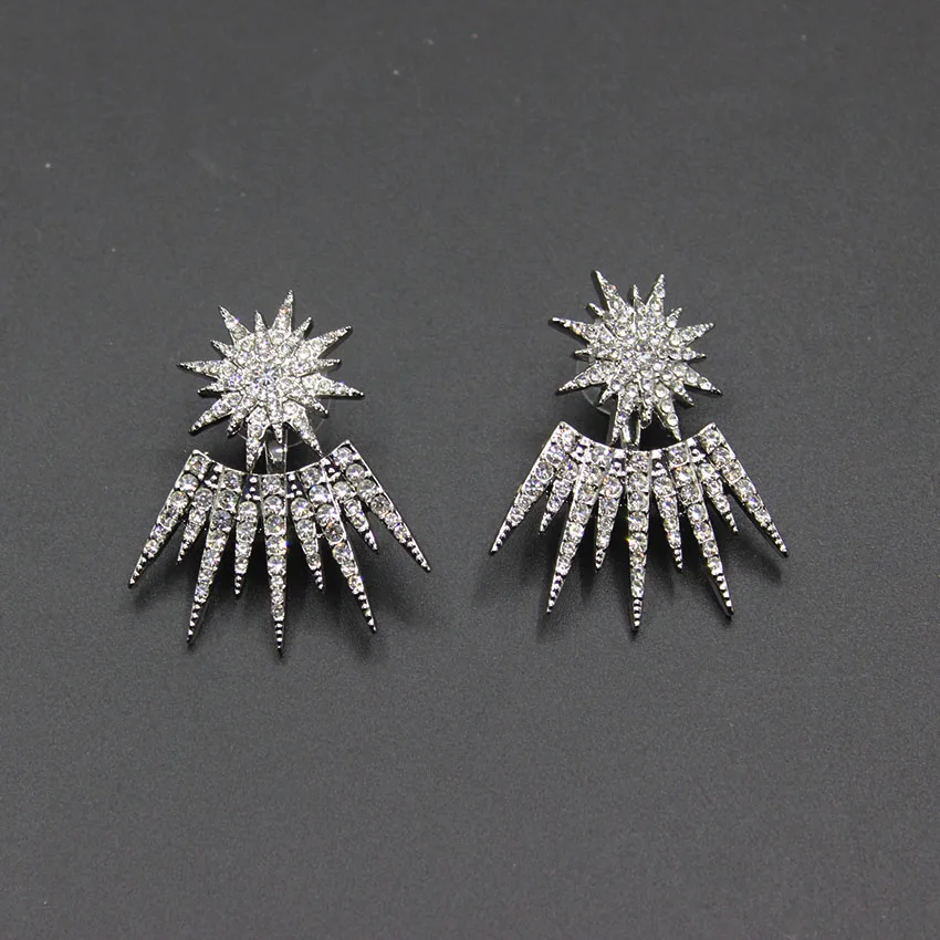 

Baroque new network red peppers with zircon sun stud earrings long paragraph flash earrings 576