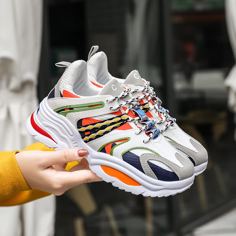 Весенние женские носки кроссовки на плоской подошве со шнуровкой обувь на платформе для любителей ходьбы Женская обувь chaussure femme воздухонепроницаемая сетка Sapatos Feminino