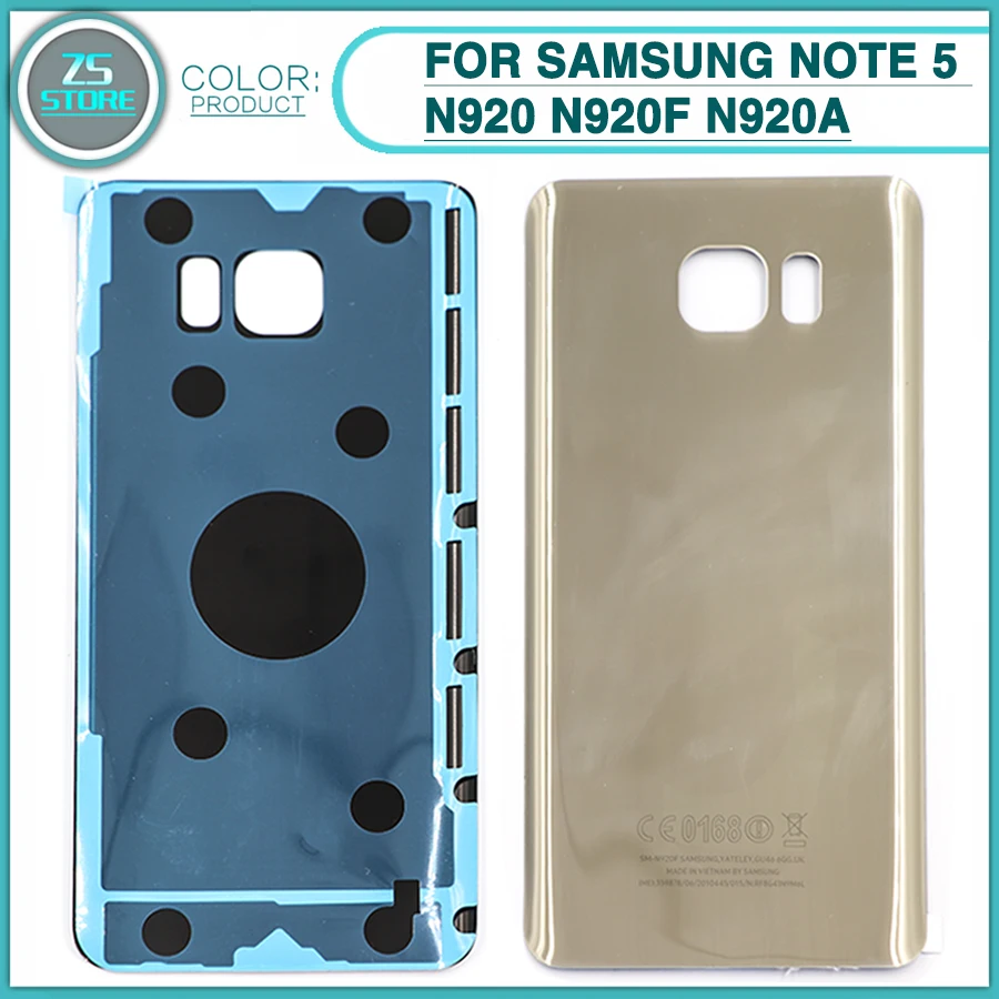 

new Note5 Rear Housing Case For SAMSUNG Note 5 N920 N920F N920A Battery Back Cover Battery Door Housing Glass With Sticker