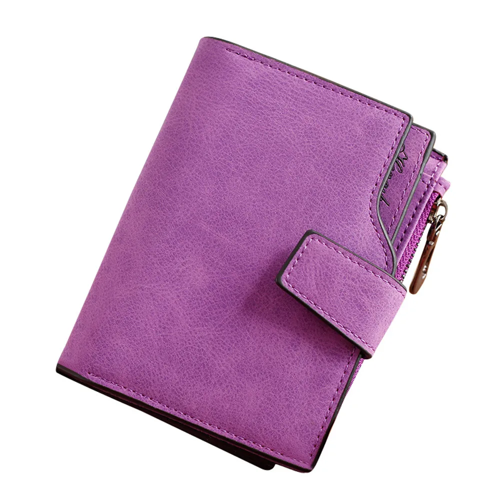 Модный маленький женский бумажник кошелек короткий Кошелек Дамская буква твердая застежка на молнии короткий клатч кошелек винтажный матовый Женский#536 - Цвет: Фиолетовый