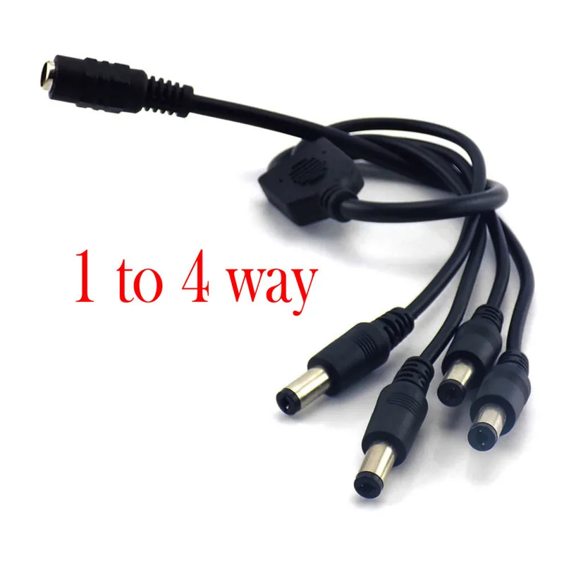 1 to 4 way DC мощность 1 Женский до 2 3 4 5 6 8 Мужской способ Splitter адаптер разъем кабель 5,5 мм* 2,1 мм 12 В для камеры видеонаблюдения Светодиодные полосы света - Цвет: 1 to 4 way