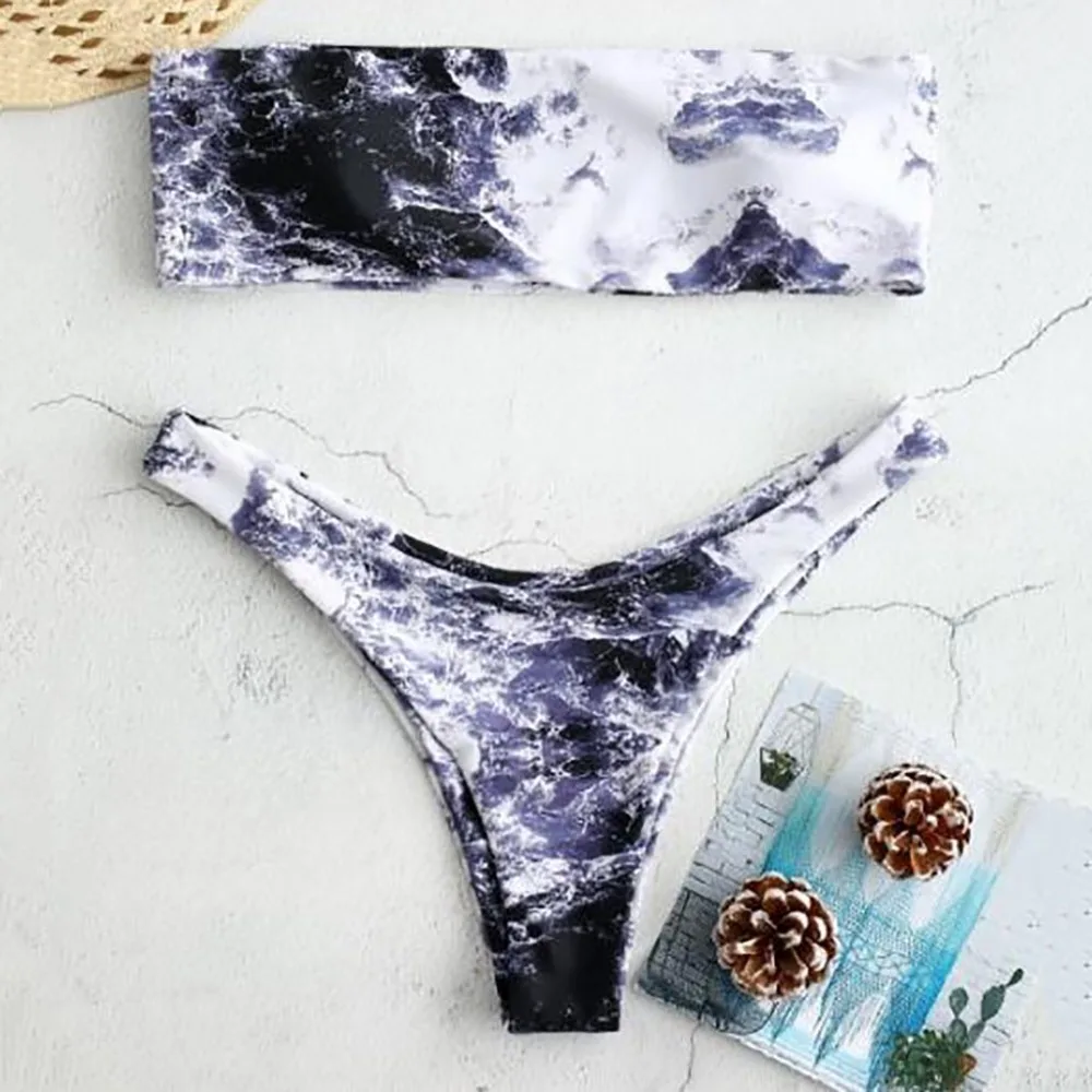 

Novelty Pattern 2019 Summer Women's Bikini Star Print Two Piece Swimsuit Push-up Swimwear Beachwear Split swimsuit #s