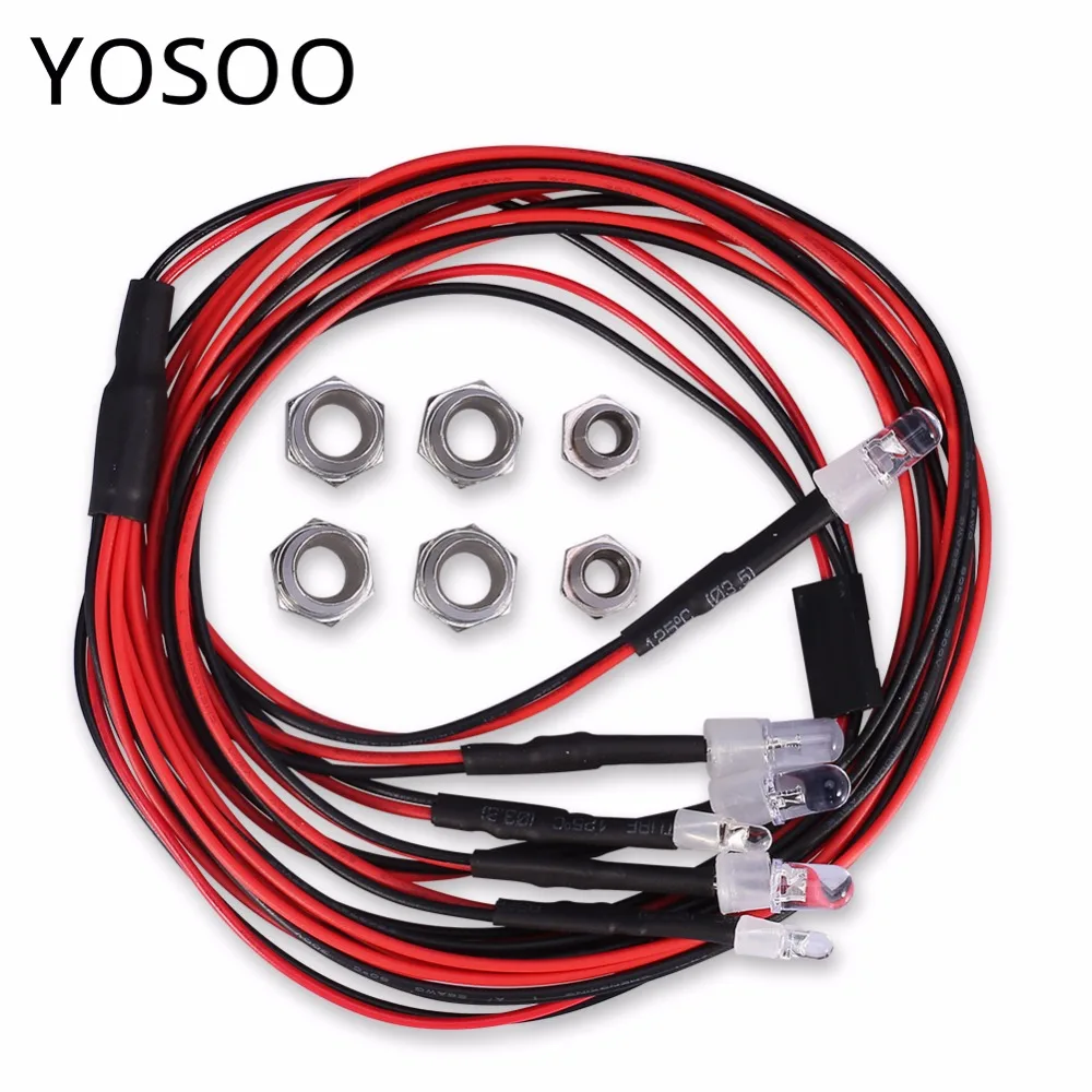 

6 LEDs Lights 3-7V RC Car Light Set Headlight Taillight For 1/10 RC Model Car Truck 5mm/3mm Diameter LED RC Car Light Set Hot