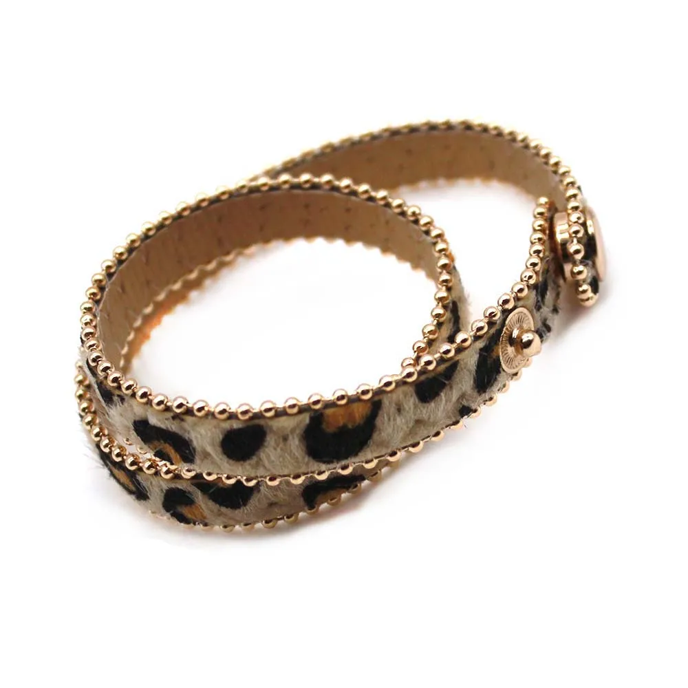 Модные леопардовые очаровательные браслеты для женщин Boho золотого цвета, винтажный кожаный браслет, рождественские ювелирные изделия в стиле панк