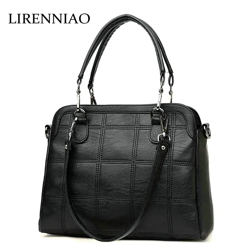 

LIRENNIAO 2018 Genuine Leather Women Bag High Quality Cowhide Shoulder Bag Ladies Casual Tote Luxury Handbags Women Bag Designe