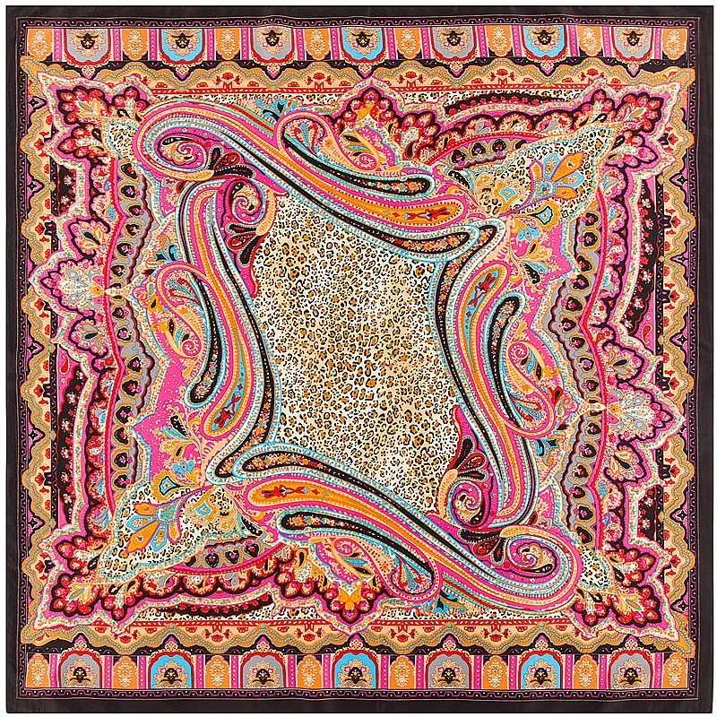 

100% Twill Silk Scarf Women National Cashew Print Square Scarves Wraps Shawl Female Royal Foulard Hijab Lady Neckerchief Bandana