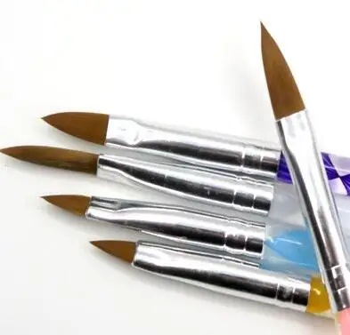 

Free Shipping 5 Pcs Five Size High Quality Professional Acrylic Liquid For Nail Art Pen Brush UV Gel Nail Acrylic Powder