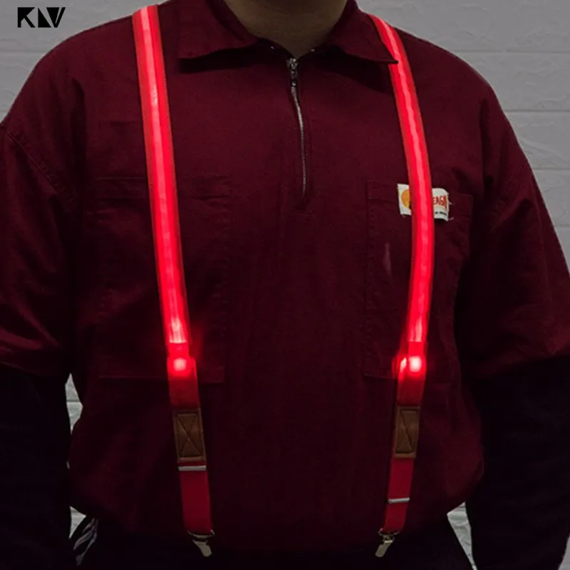 

Unisex LED Strip Light Up Suspender Y-Shape Candy Color Adjustable Trousers Running Riding Braces Strong Clip Party Supplies