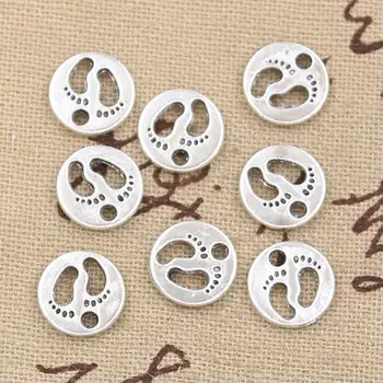 

15pcs Charms Feet Foot Prints 11x11mm Antique Making Pendant fit,Vintage Tibetan Silver color,DIY Handmade Jewelry