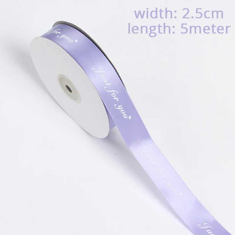 25 мм 5 м только для вас напечатанная резинка из полиэстера для свадьбы Рождественская вечеринка украшения «сделай сам» бант ленты для поделок карта Упаковка для подарков - Цвет: Purple
