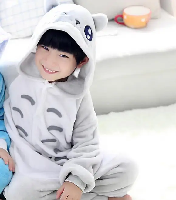 

Totoro Winter Warm Long sleeve Pajama Set Kids Cartoon Cosplay Animal Boys Girls Onesie Flannel Children Sleepwear