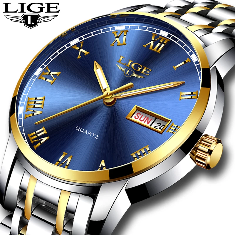

LIGE Men's Watches Top Brand Luxury Fashion Business Quartz Watch Men Sport Full Steel Waterproof Wristwatch relogio masculino