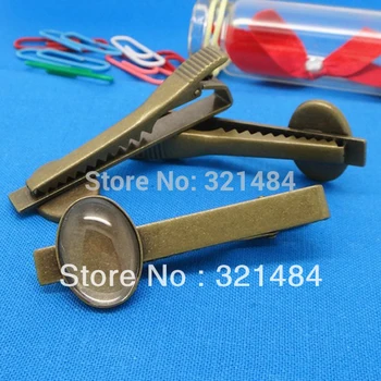 

Wholesale 100piece Antique Bronze Collar Clips Men's Tie Clip Blank w/ 13x18mm Oval Bezel Setting Cameo Base Findings