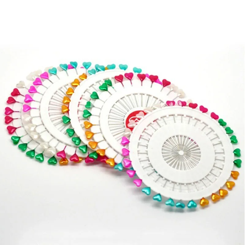 

High Quality Useful 2017 New Arruval 5 Cases(150pcs) Cute Mixed Heart Craft Sewing Pins 5.5cm long DIY