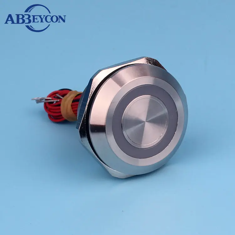 

30mm O-ring/annular RGB Tri-color LED Illuminated IP68 Generic Aluminum Momentary Chamfer Actuator 300mm Big Piezo Switch