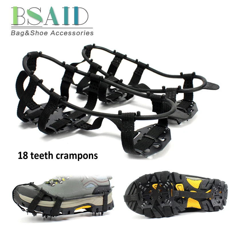 BSAID 18 Teeth Ice Gripper For Shoes Women Men Non-slip Crampons Ice Gripper Spike Grips Cleats For Ice Snow Climbing Hiking New BSAID 18 Teeth Ice Gripper For Shoes Women Men Non-slip Crampons Ice Gripper Spike Grips Cleats For Ice Snow Climbing Hiking New