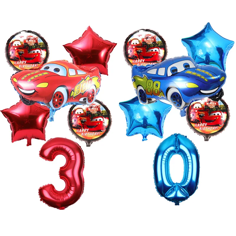 

6pc/set Cartoon Car Foil Balloon 32inch number Helium Balloon Happy Birthday Party Decor Supplies kids toys air balloons