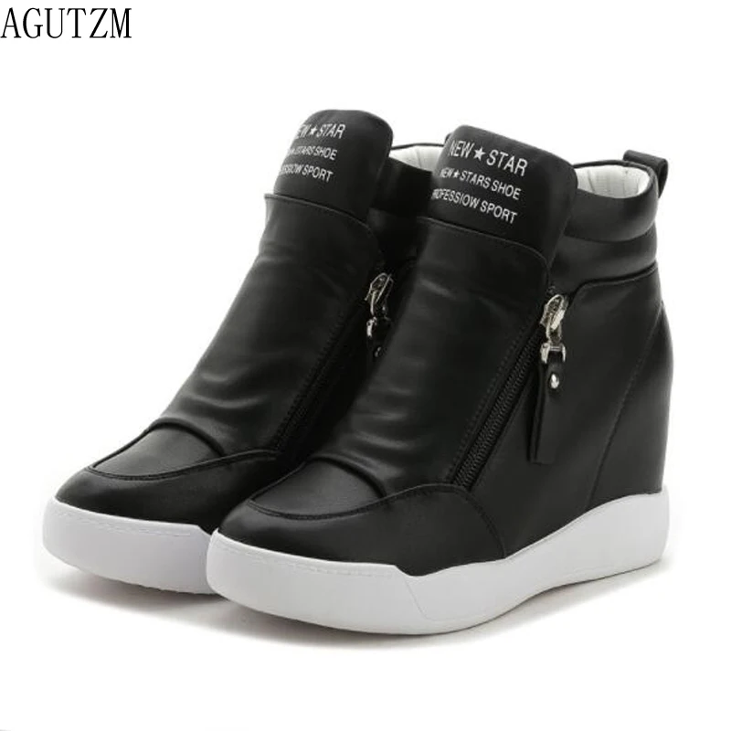 

2018 summer autumn platform wedge heel boots Women Shoes with increased platform sole female fashion casual zip botas V560